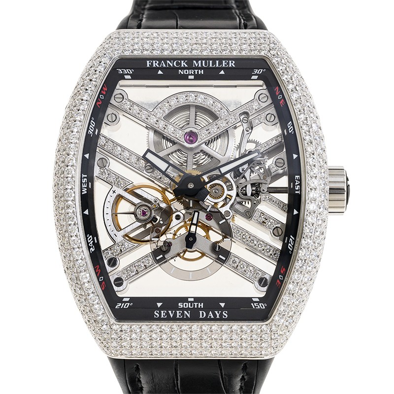 NEW FRANCK MULLER VANGUARD 7 DAYS POWER RESERVE SKELETON V 45 S6 SQT D MVTD AC NR (NR.BLC.RGE) 1