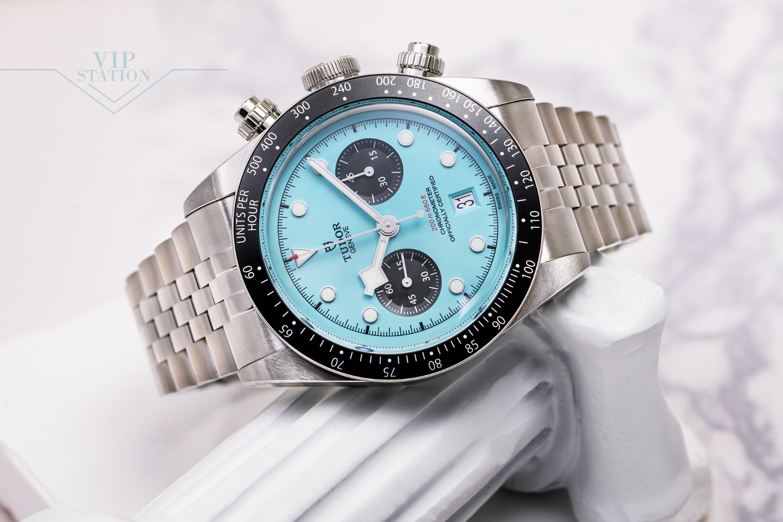 NEW TUDOR BLACK BAY CHRONO 79360N-0024 FLAMINGO BLUE TURQUOISE DIAL 6